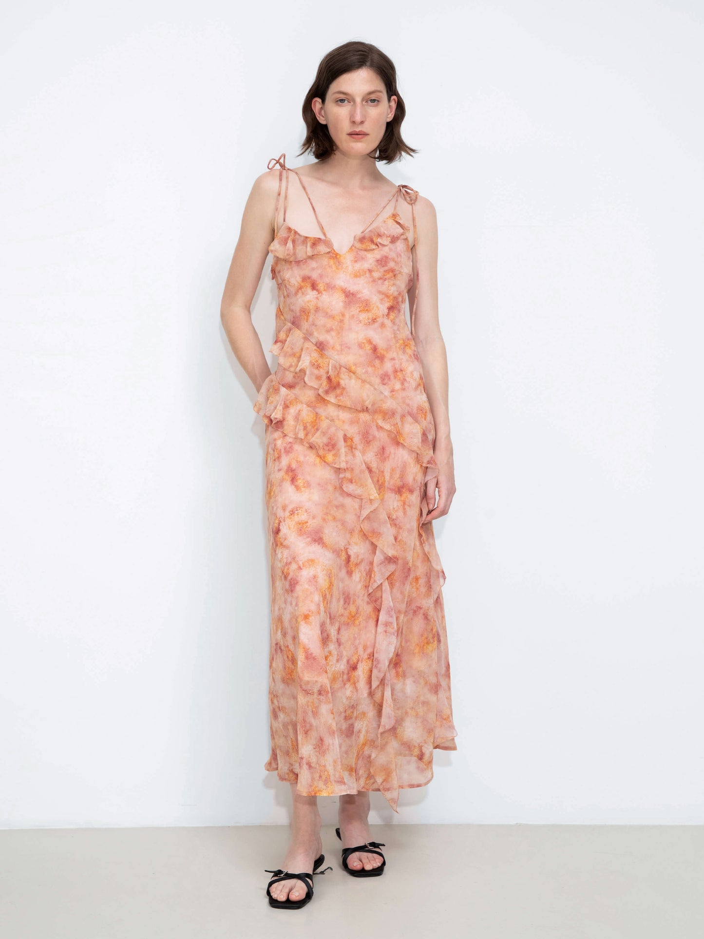 Asymmetrical Floral Print Cami Dress