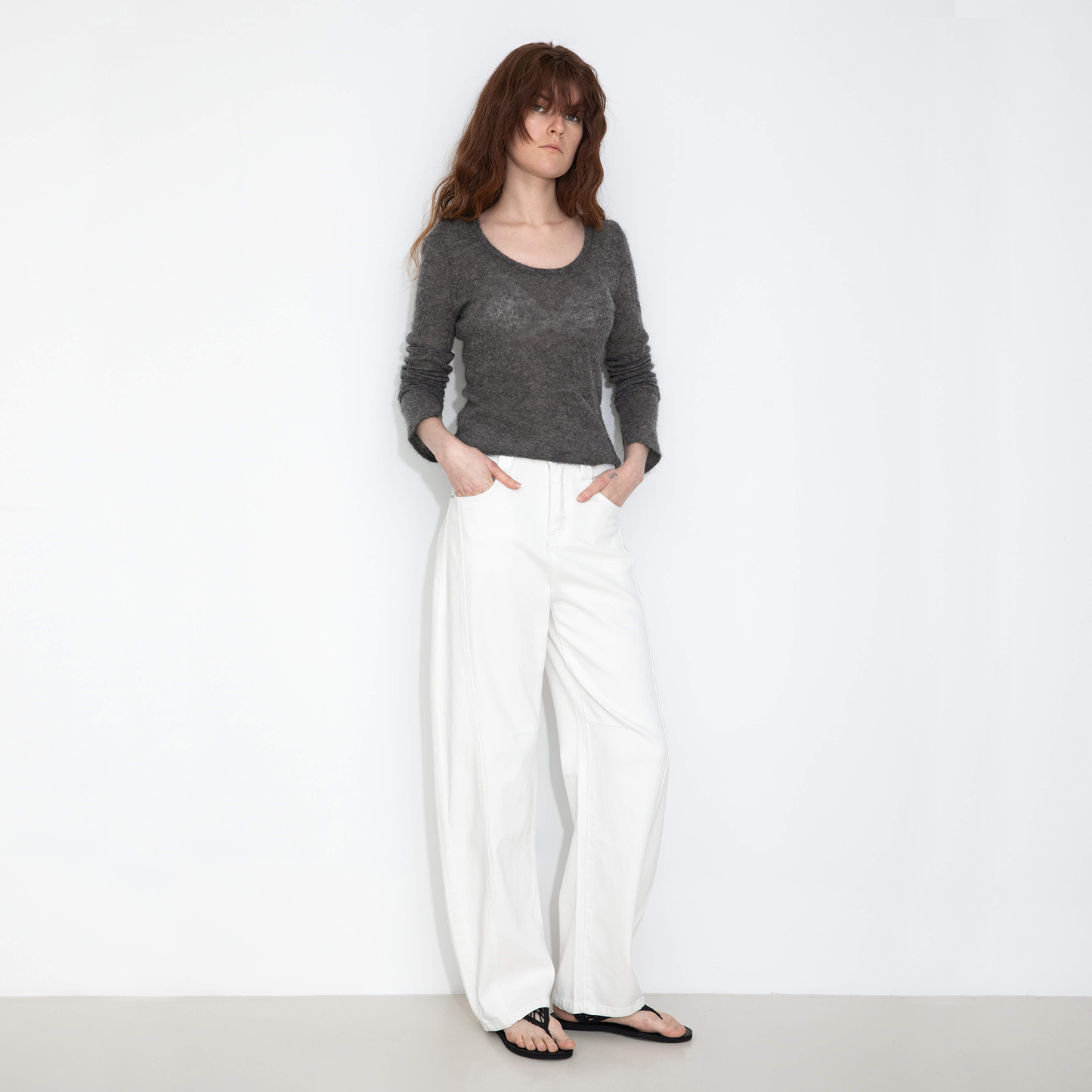 Crew Neck Slim-Fit Knitted Top