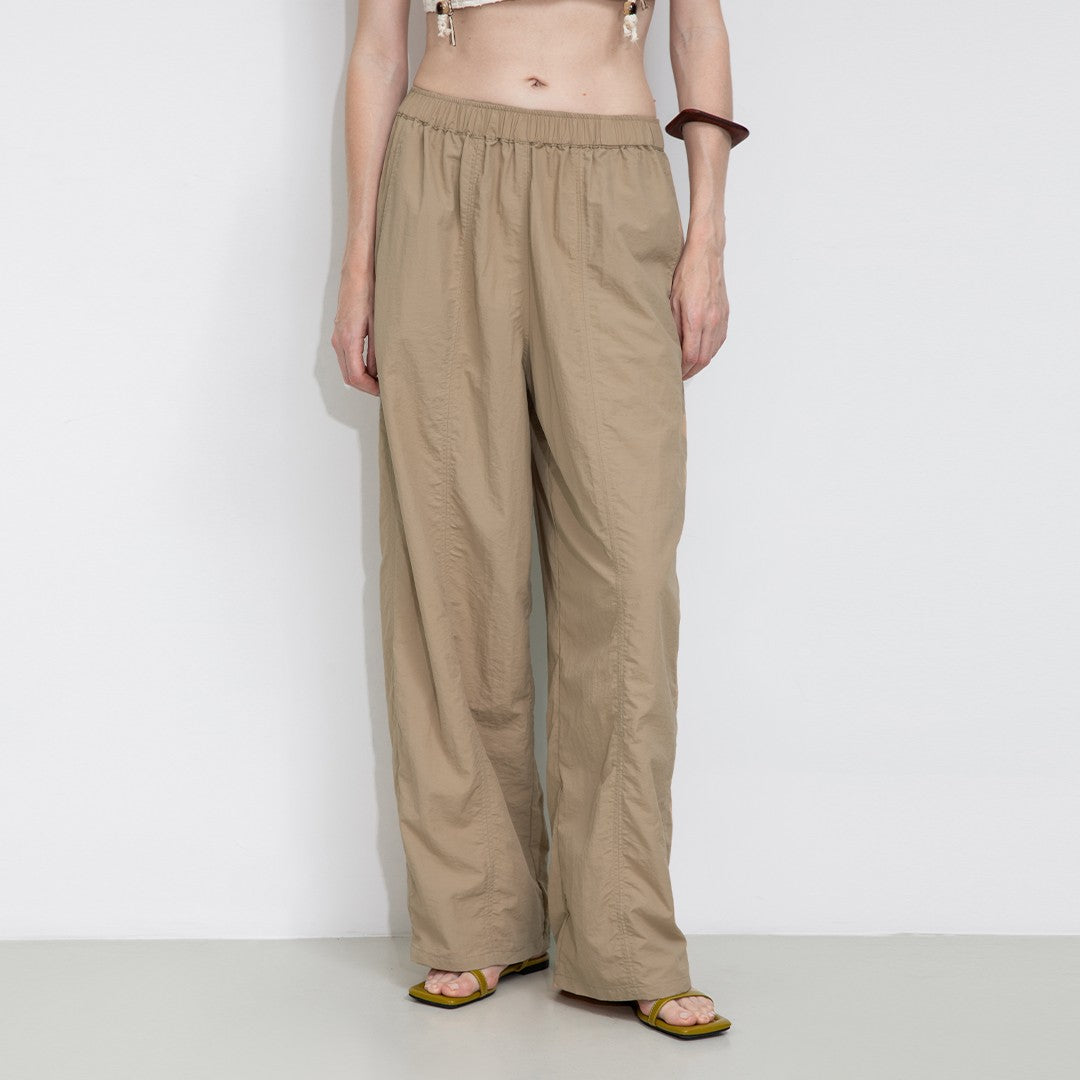 Loose-Fit Elastic Waist Tapered Trousers