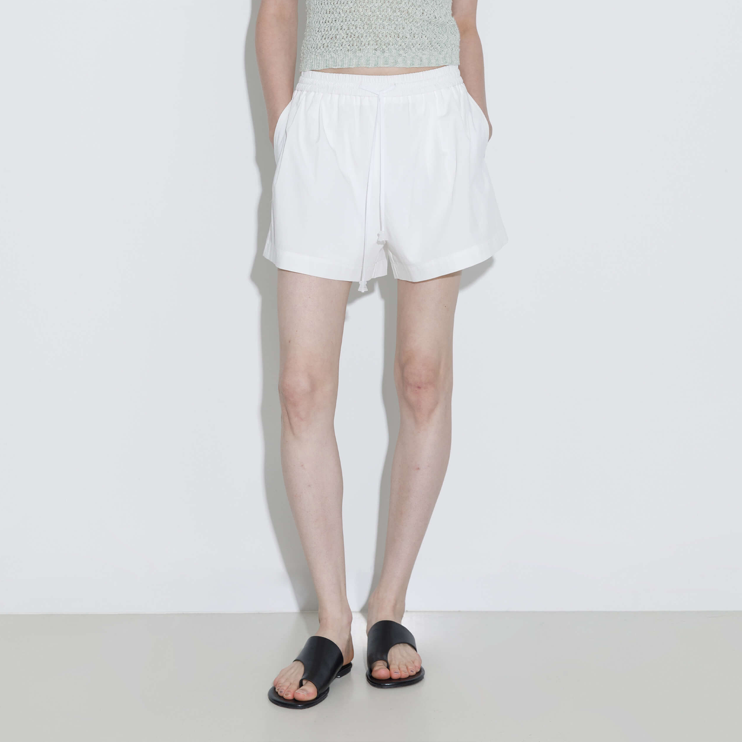 Drawstring Elastic Waist Mini Shorts