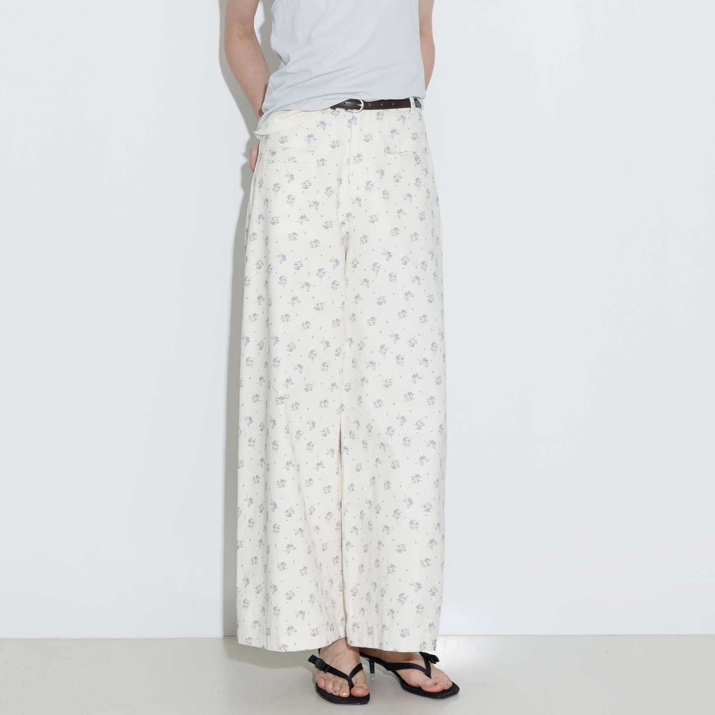 Floral Print 100%Cotton Loose Fit Wide-Leg Casual Pants