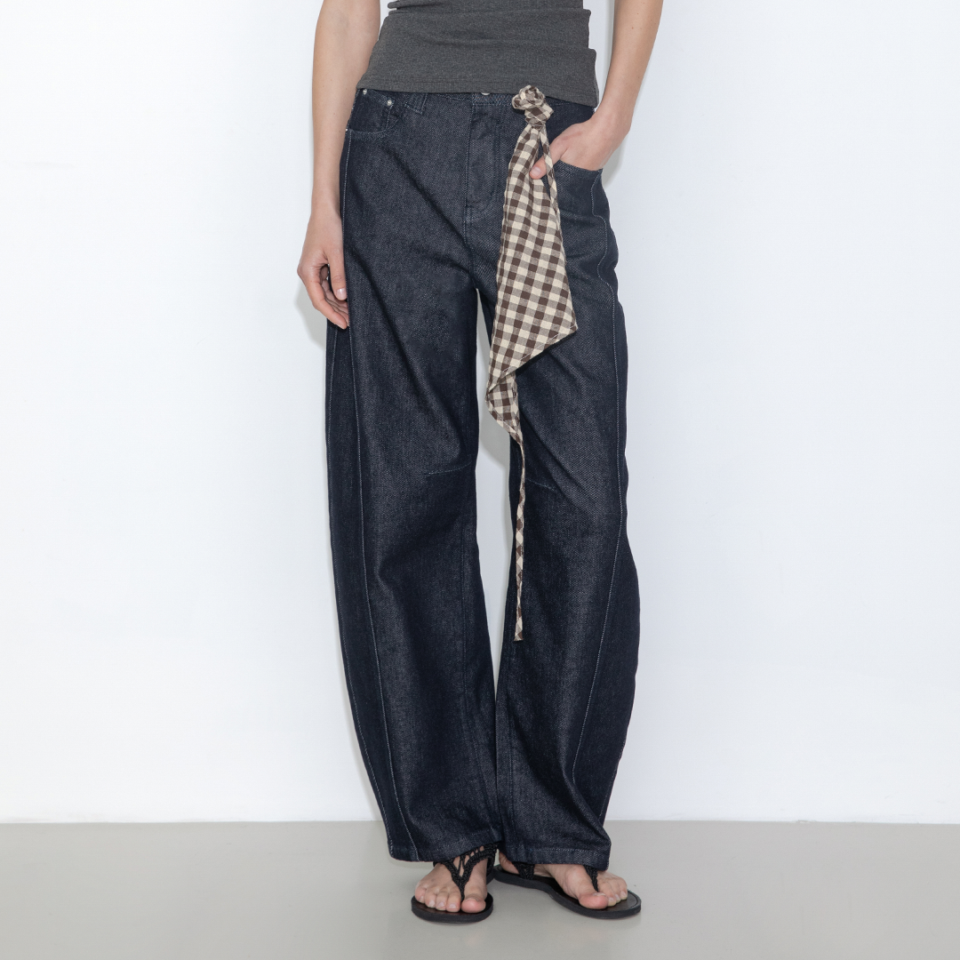 Panelled Loose-Fit Wide-Leg Tapered Jeans