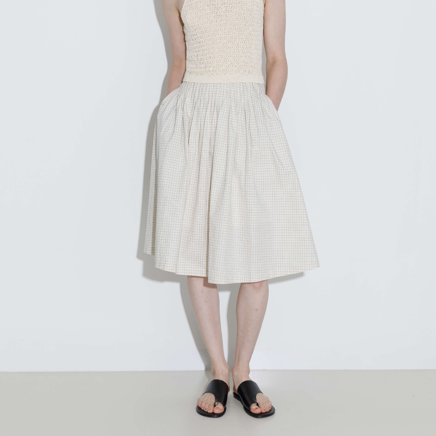 100% Cotton A-Line Midi Skirt