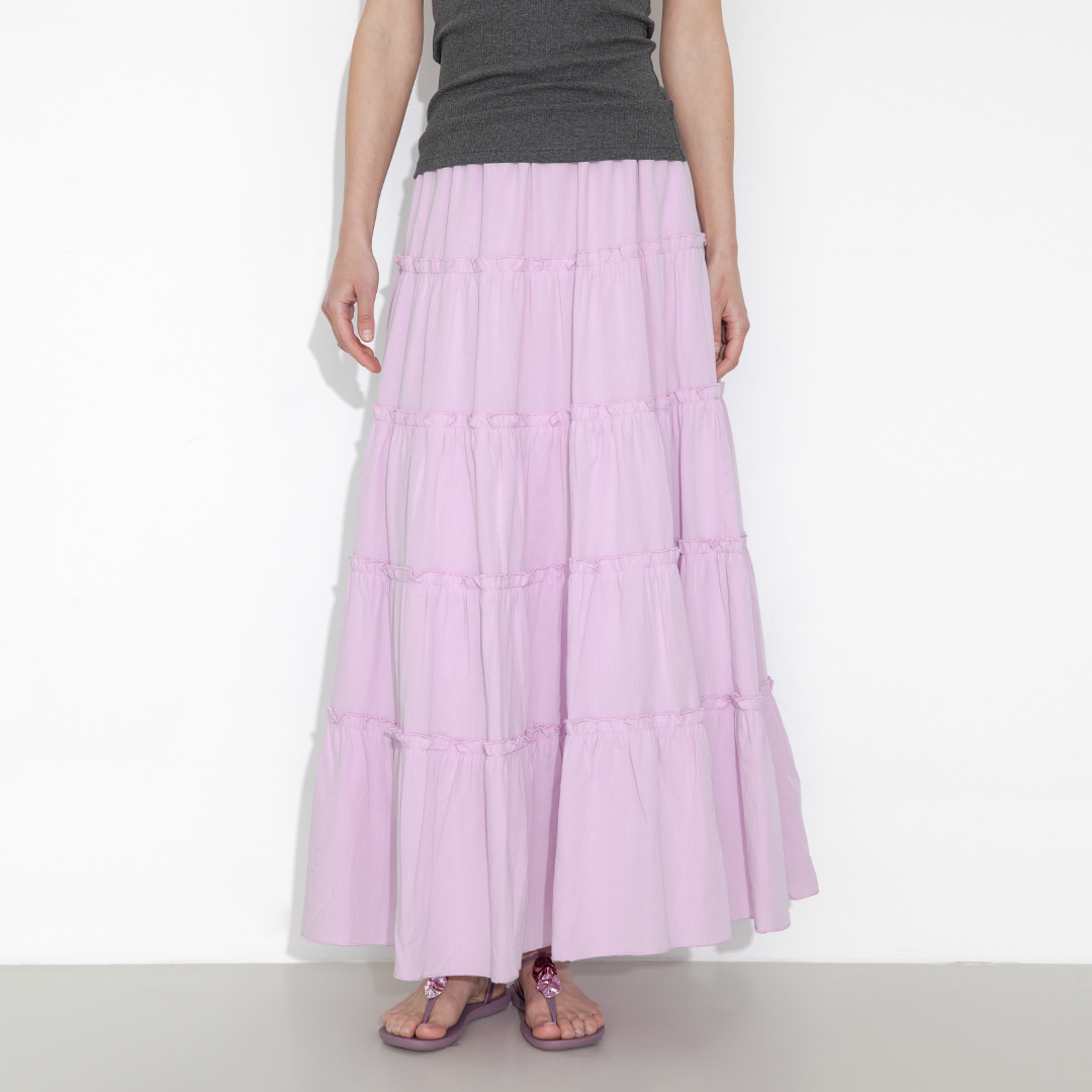High-Waisted A-Line Maxi Flowy Skirt