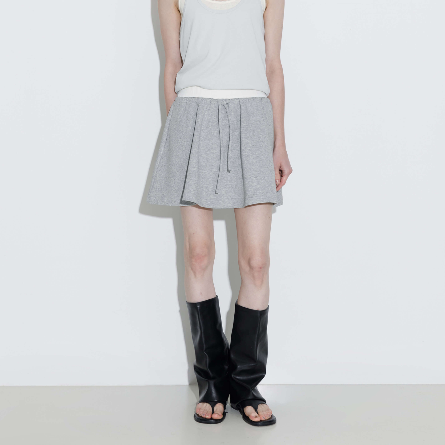 Drawstring Waist A-line Sweat Skirt