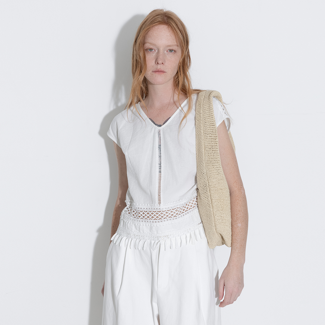 Hollow Out Drop-Shoulder Vest with Tassels