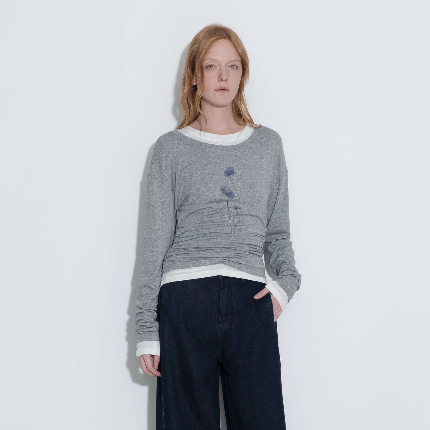 Printed Tencel Long Sleeve Top