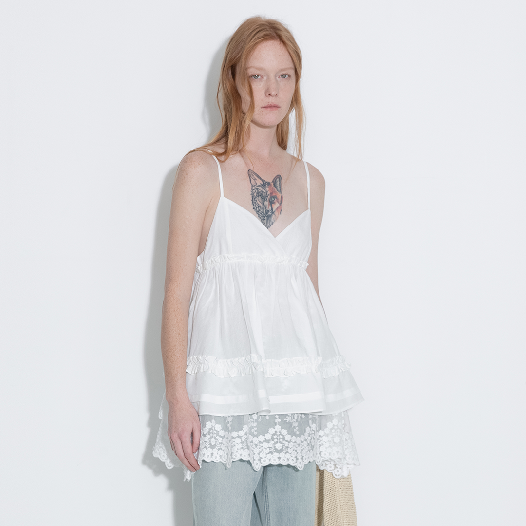 Double-Layer Lace Trim Adjustable Cami