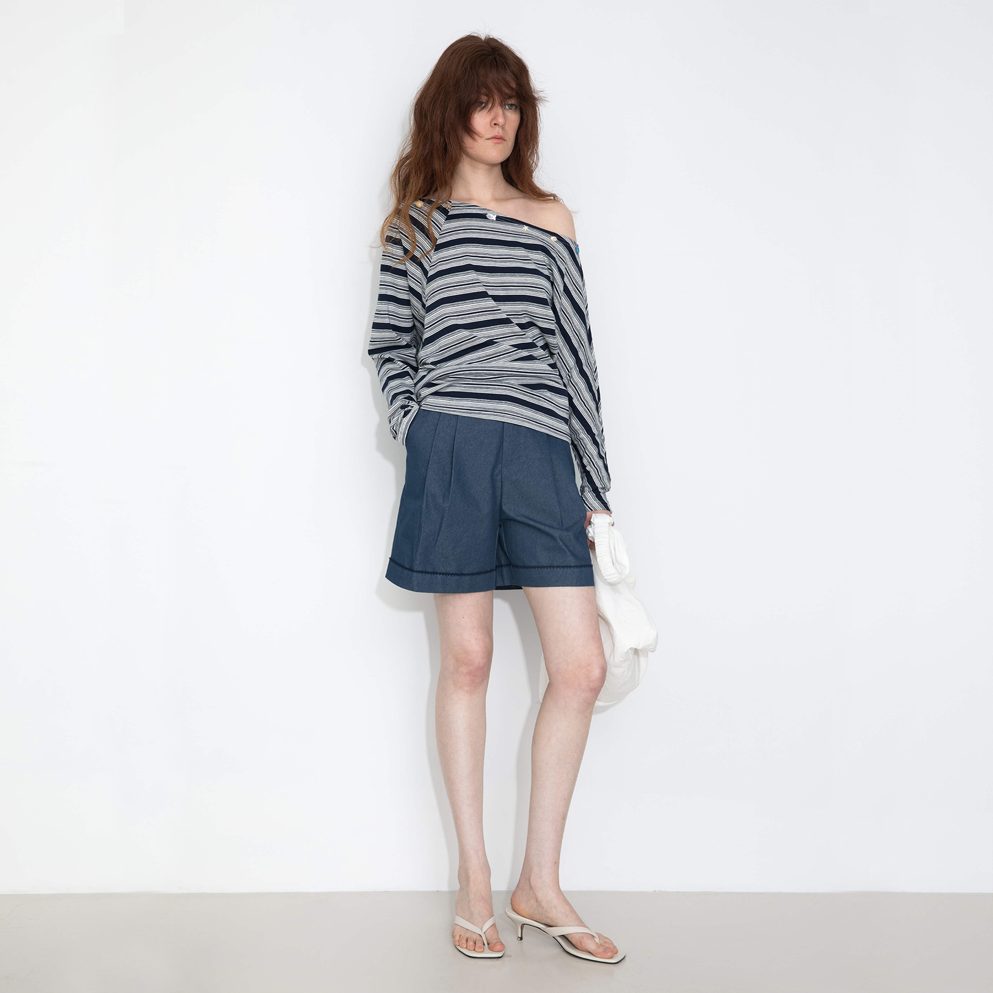 Off-Shoulder Striped Long-Sleeve Tee