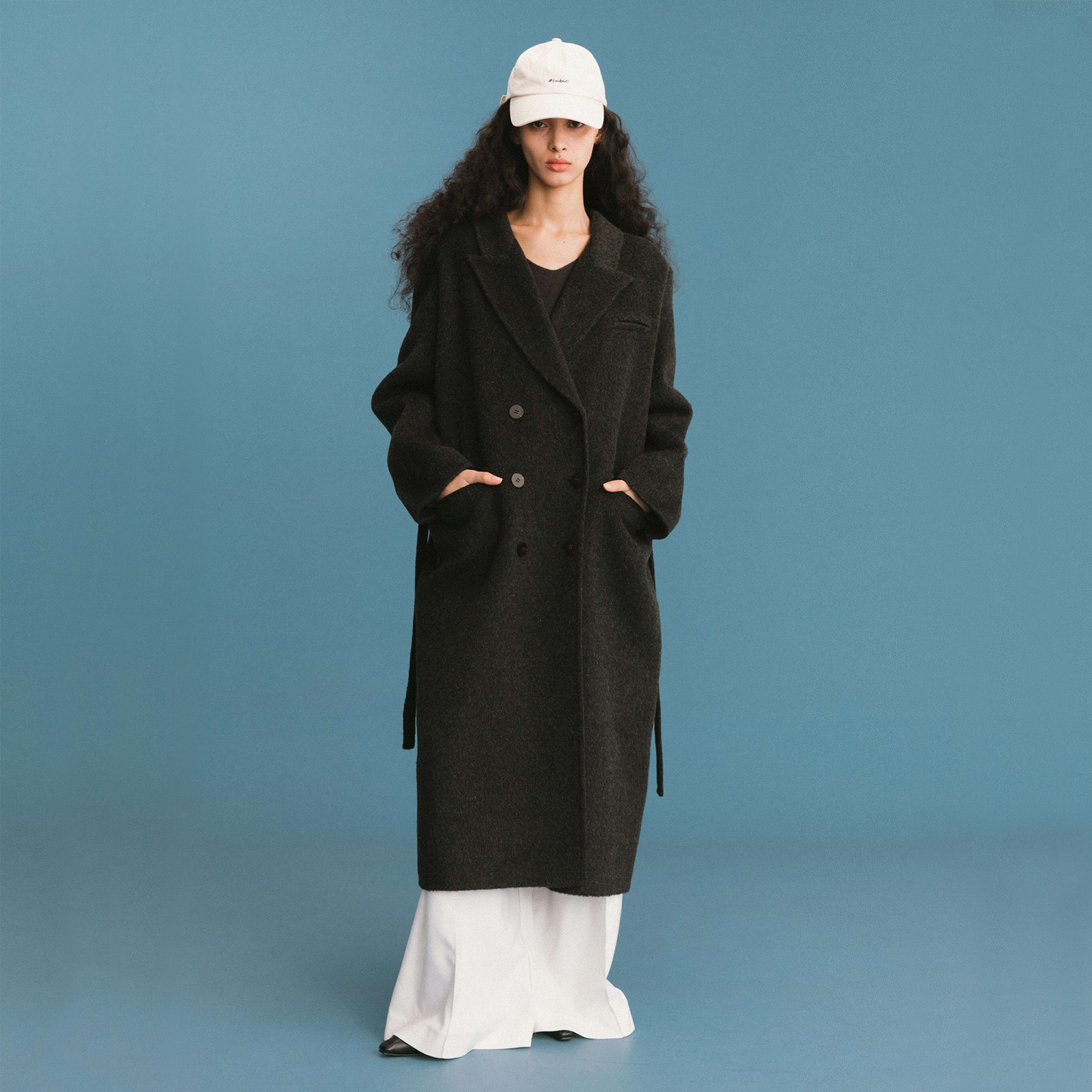 ONE BY CUBIC Straight Wool Blend Long Coat