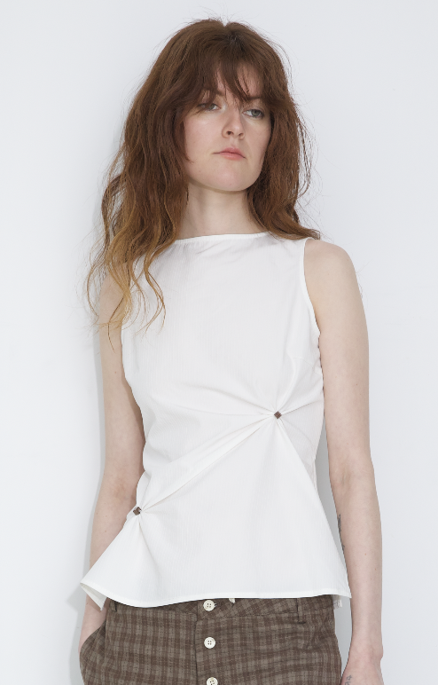 Sleeveless Satin Ruched Tank Top