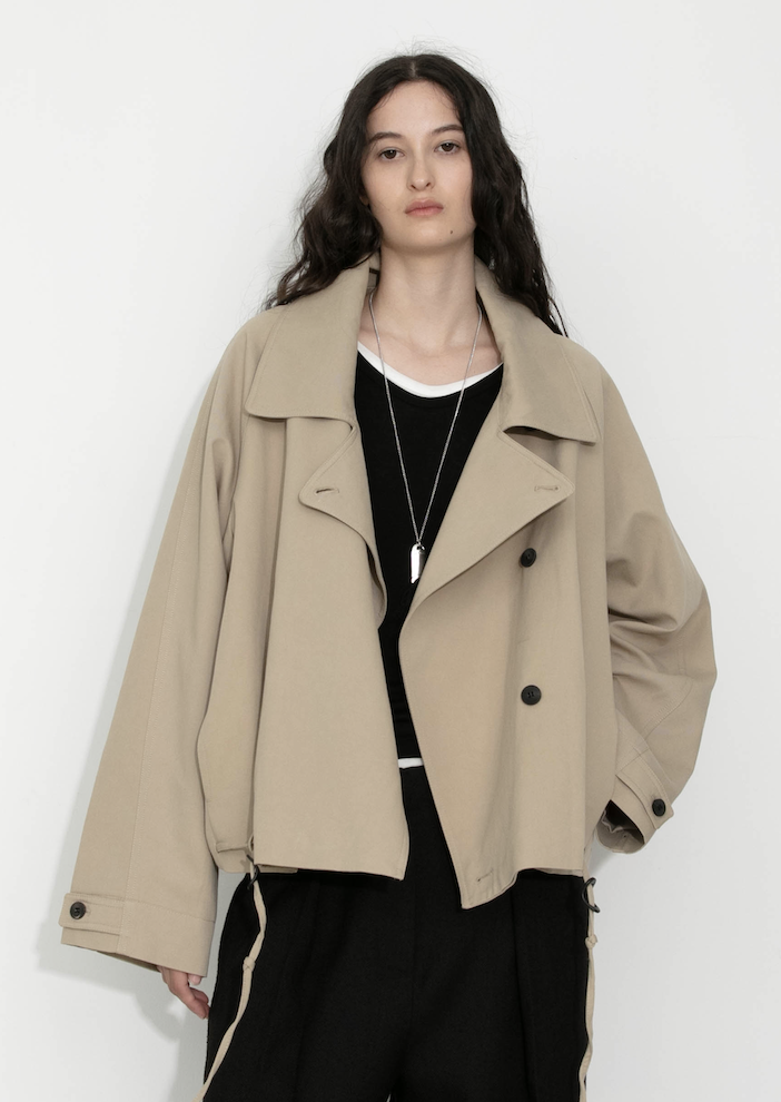 Cropped Drawstring Trench Jacket