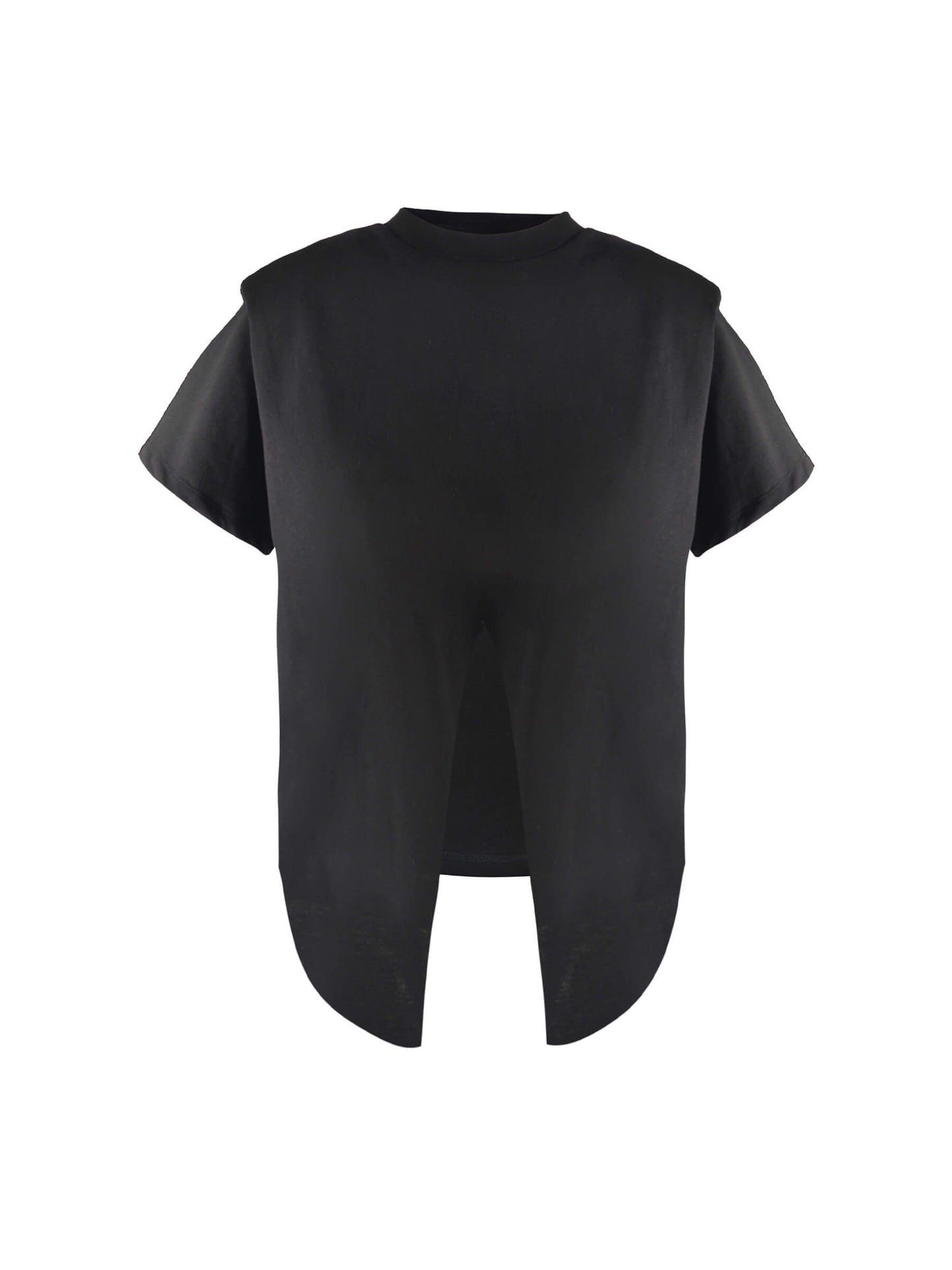 Shoulder Padded Short Sleeve Knot Cotton T-Shirt