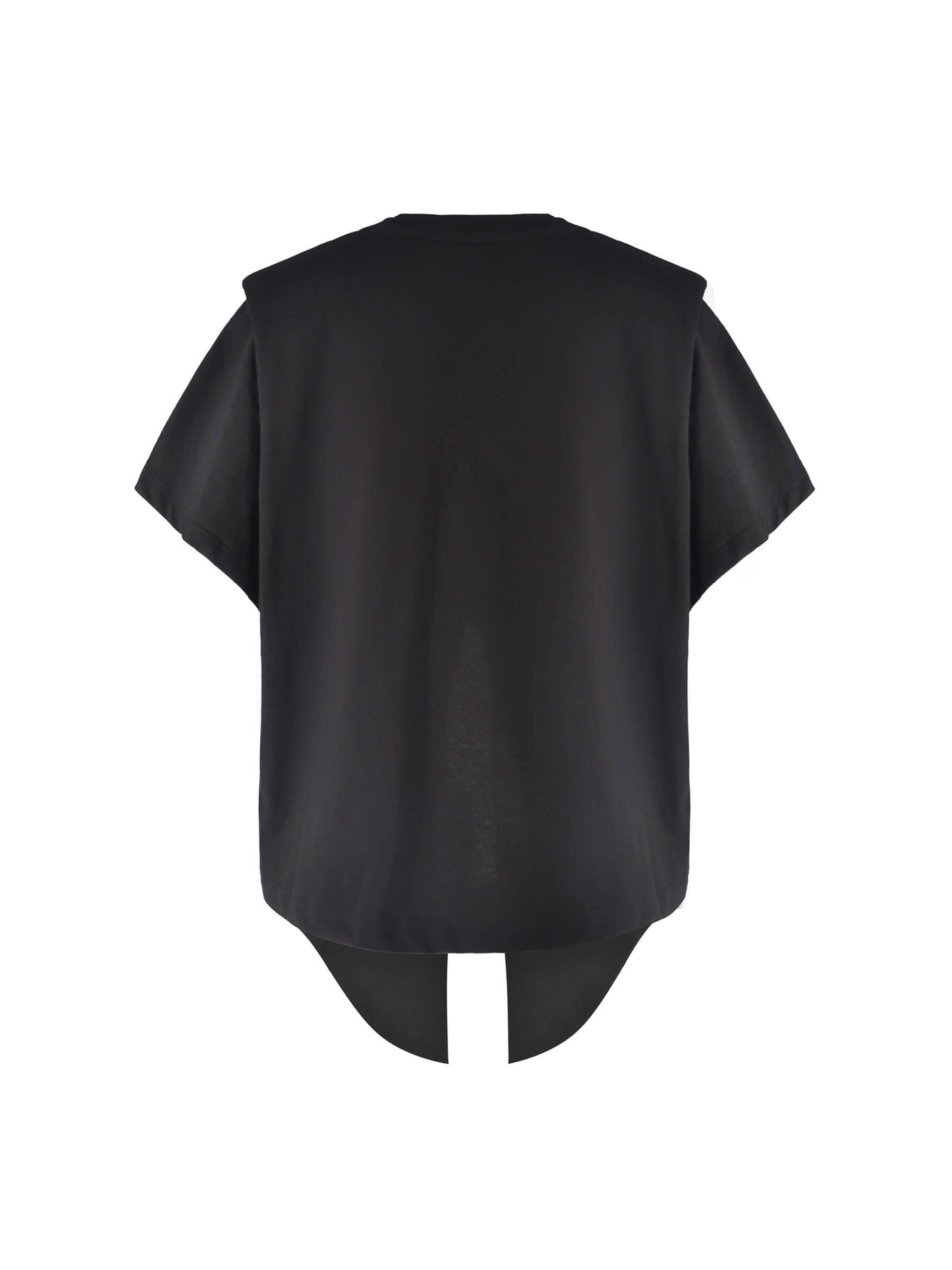Shoulder Padded Short Sleeve Knot Cotton T-Shirt