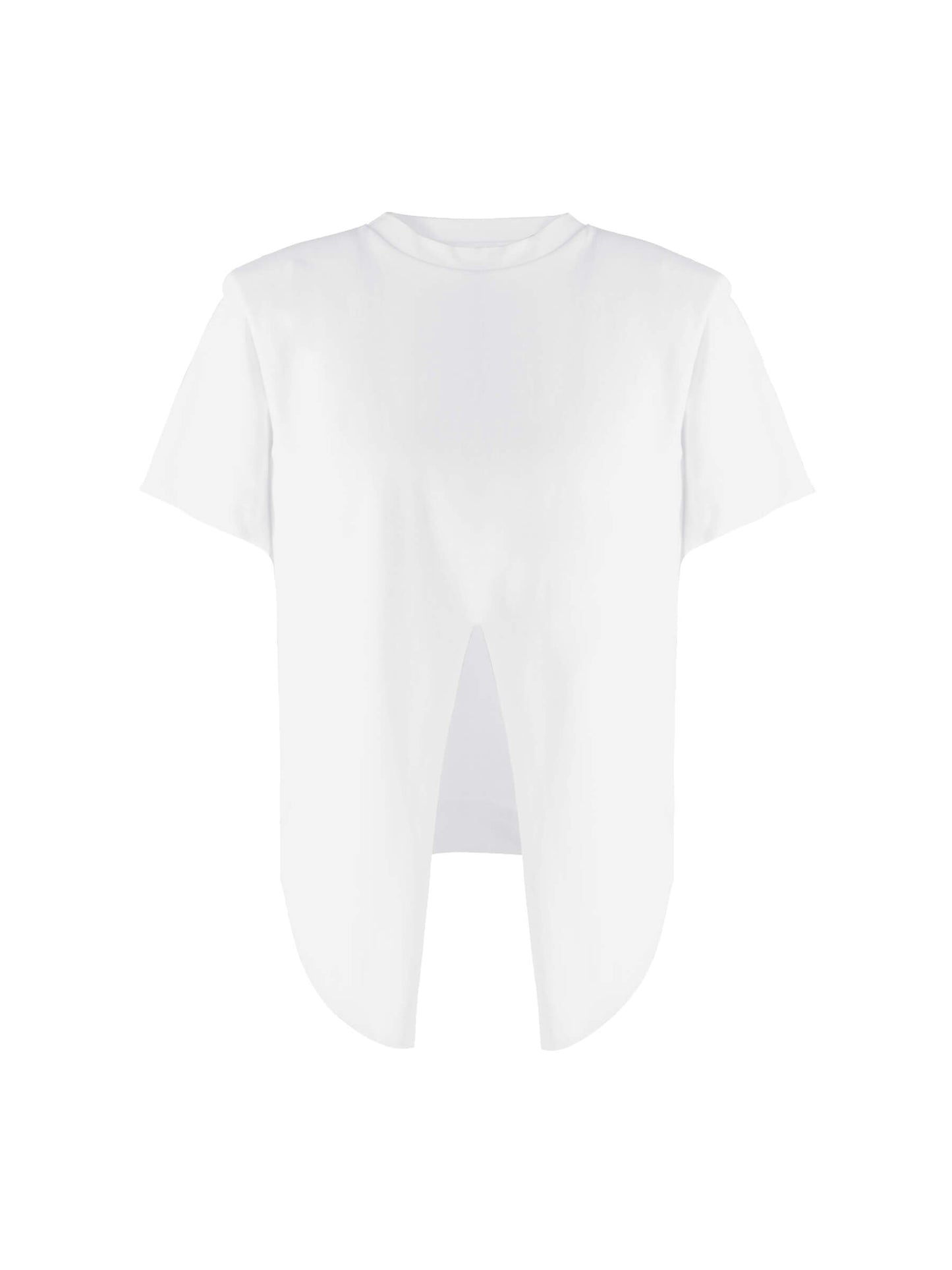 Shoulder Padded Short Sleeve Knot Cotton T-Shirt