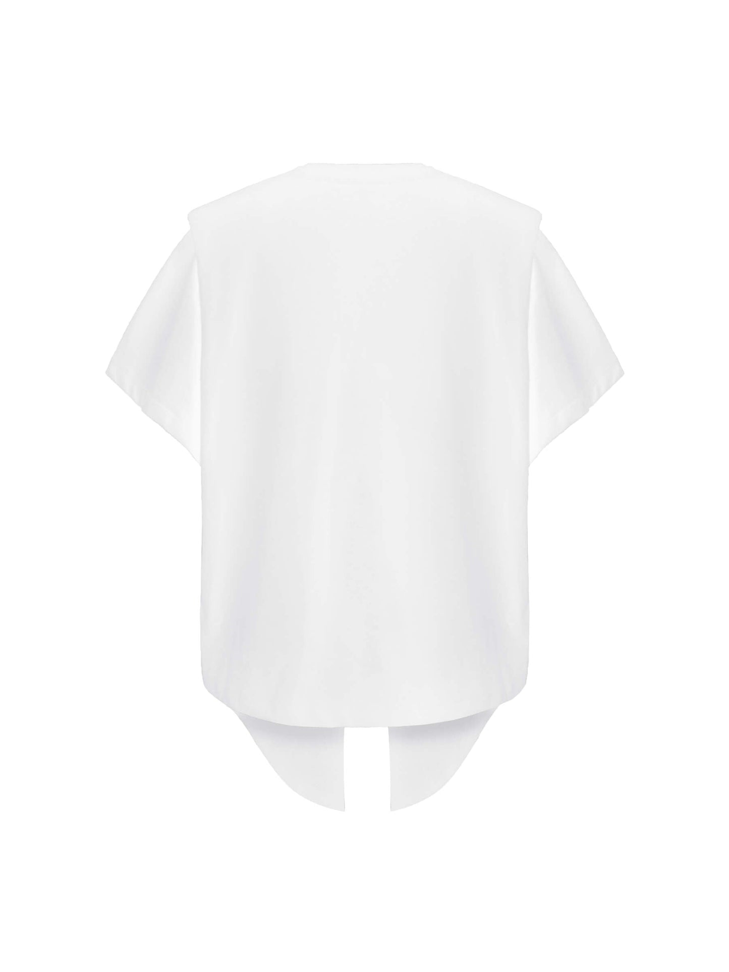 Shoulder Padded Short Sleeve Knot Cotton T-Shirt