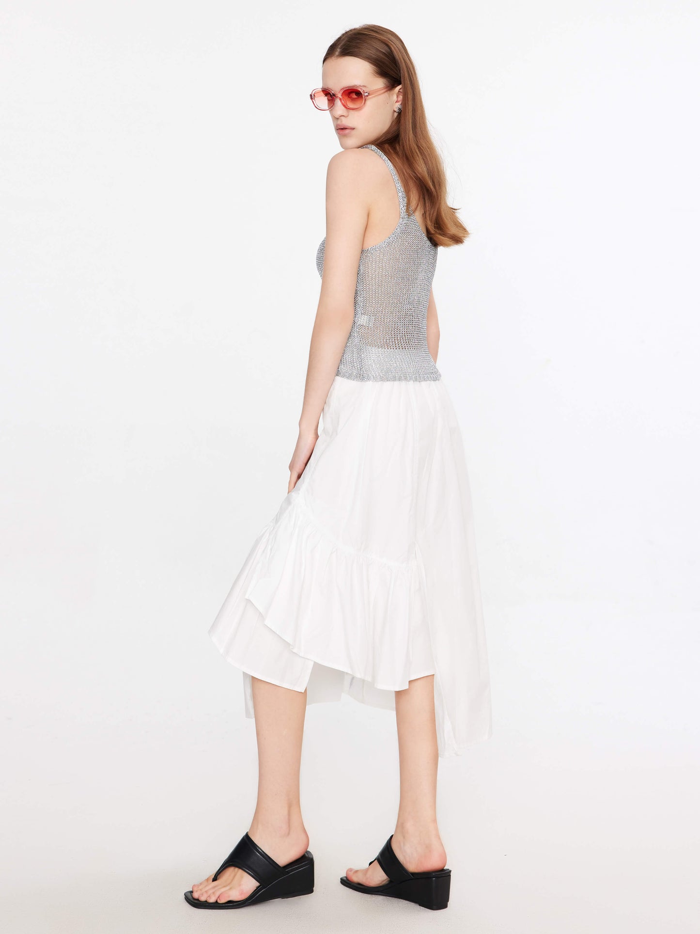 Silver Sleeveless Thin Knit Vest