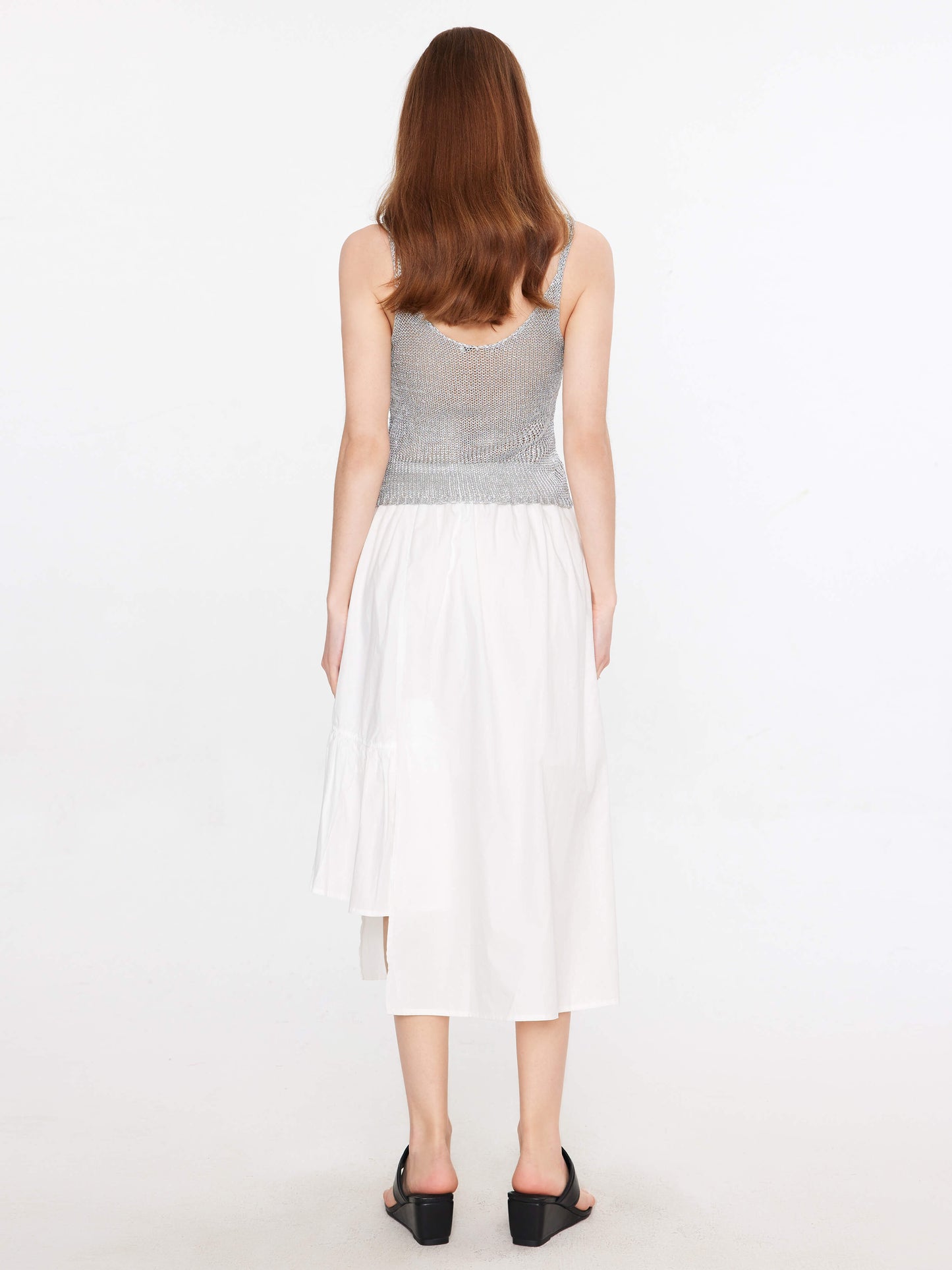 Silver Sleeveless Thin Knit Vest
