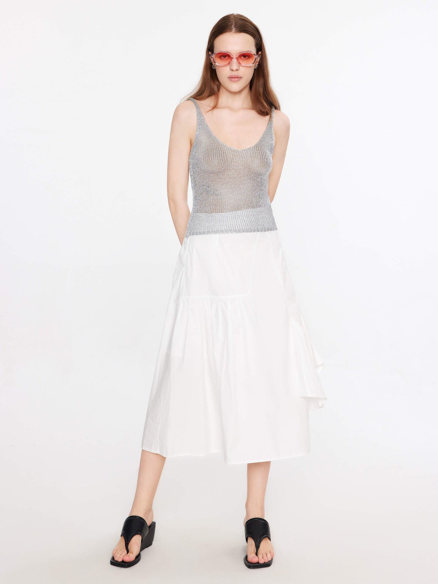 Silver Sleeveless Thin Knit Vest