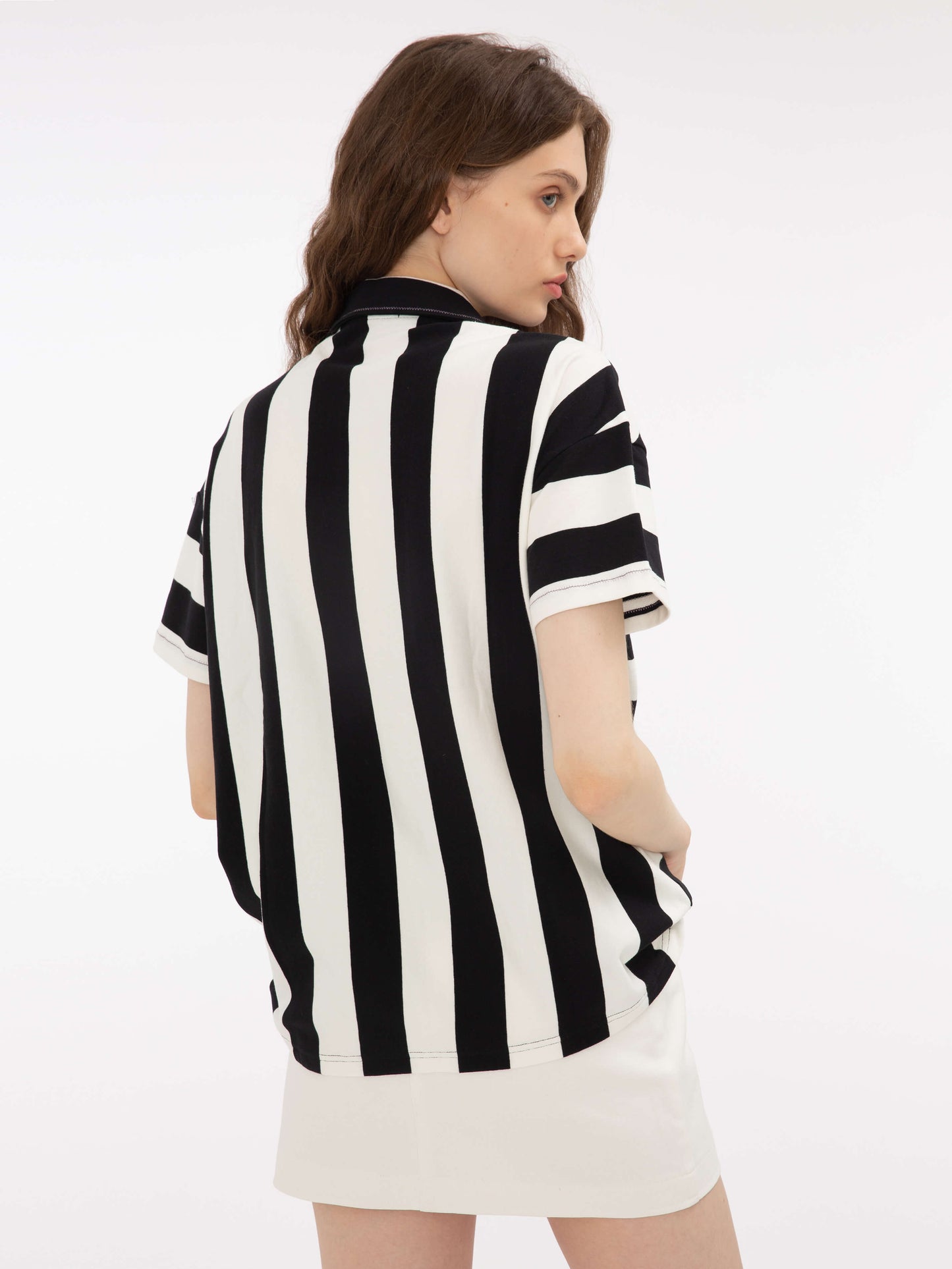 Bone and Bow Embroidered Striped Shirt