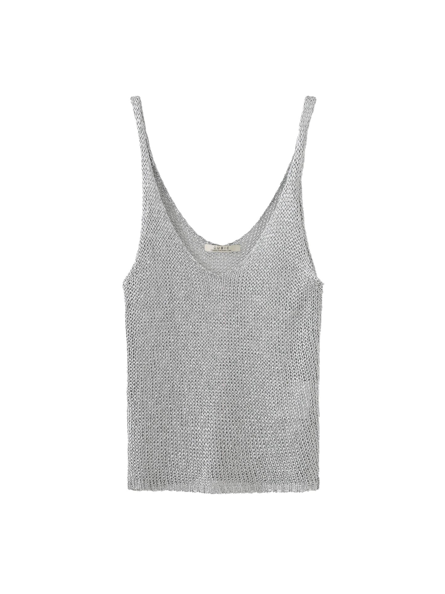 Silver Sleeveless Thin Knit Vest