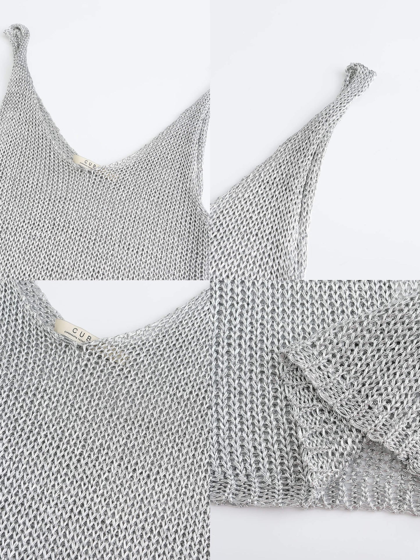 Silver Sleeveless Thin Knit Vest