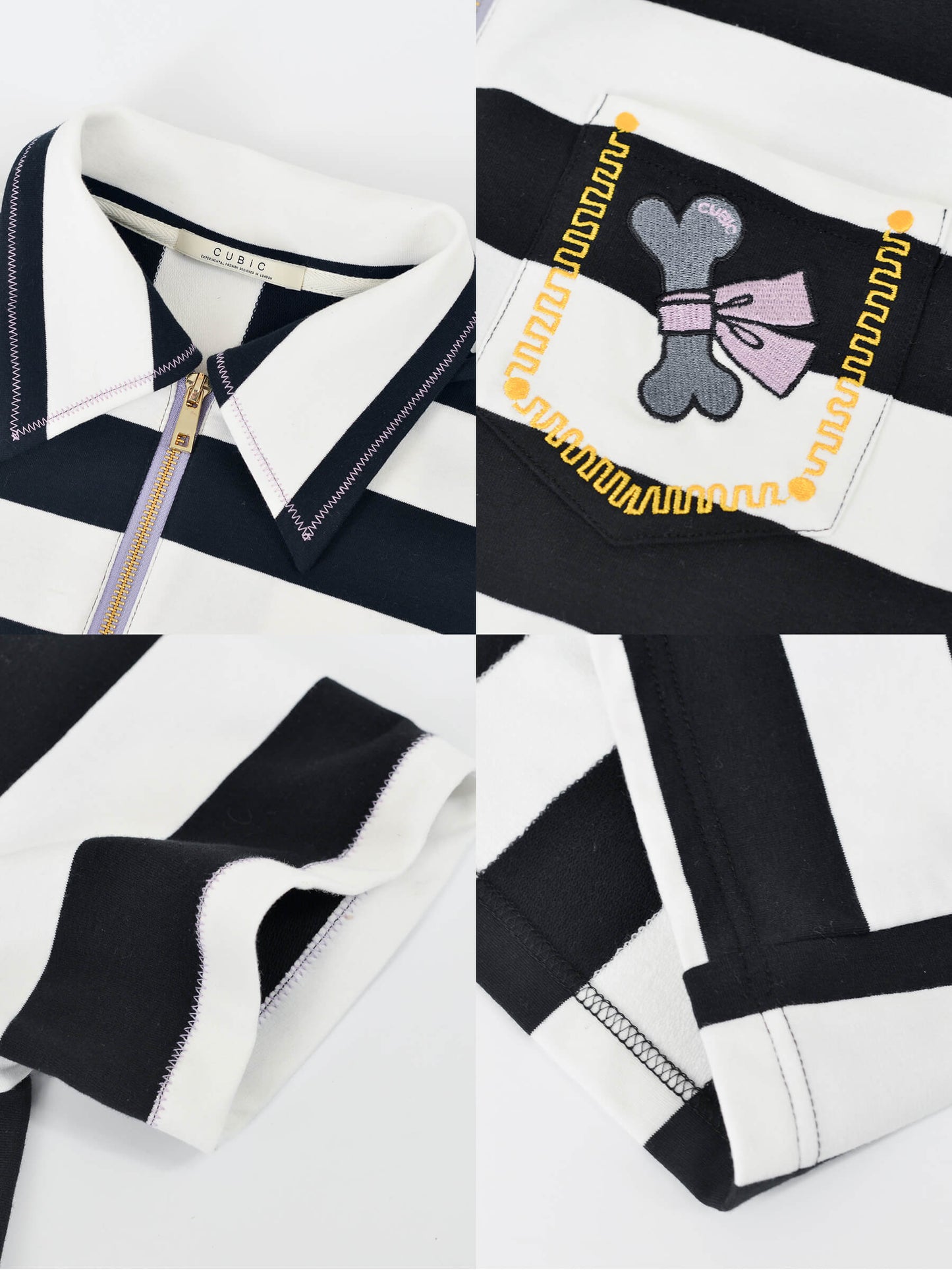 Bone and Bow Embroidered Striped Shirt