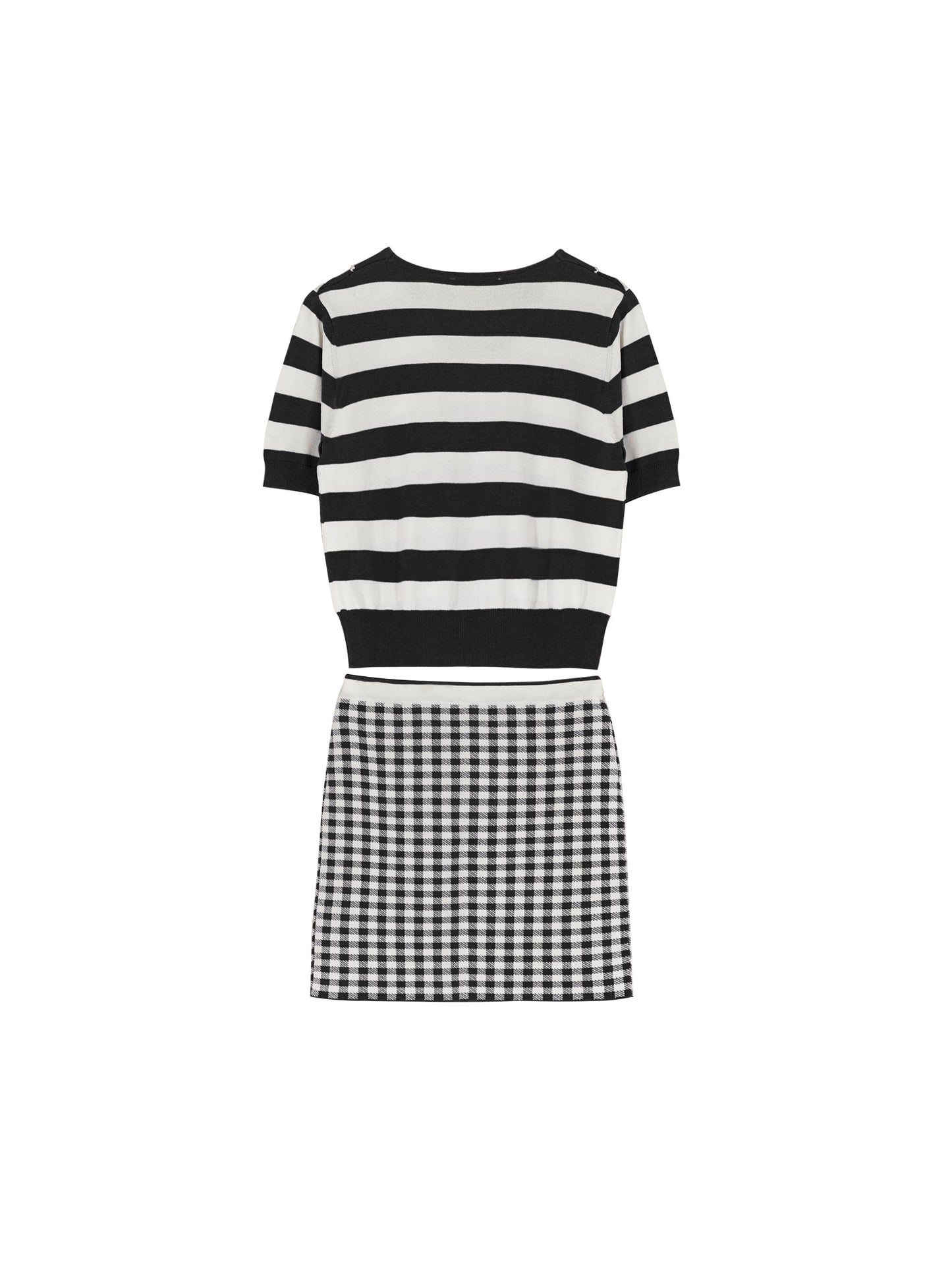 Cropped Striped Knit Top and Mini Skirt