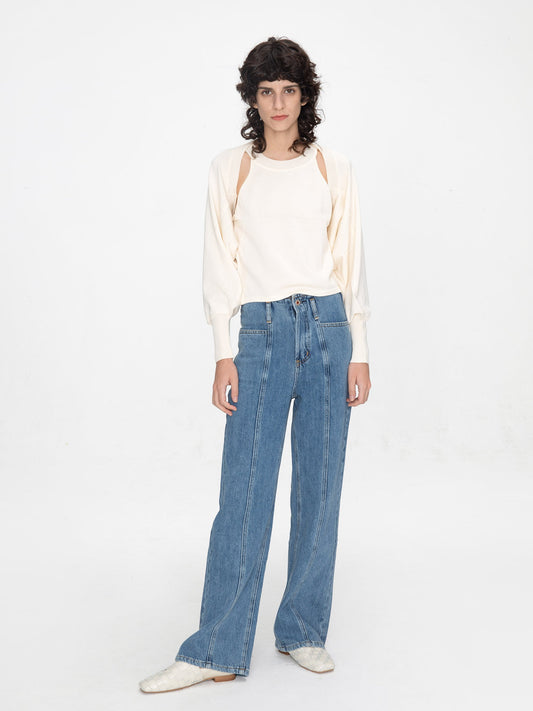 Knit Long Sleeve Top with Shoulder Cut Outs