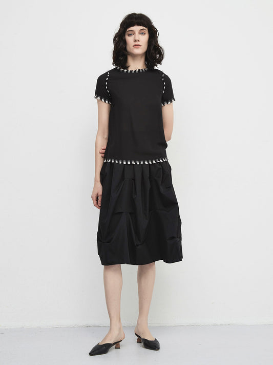CUBIC Women's French Round Neck Chiffon Top