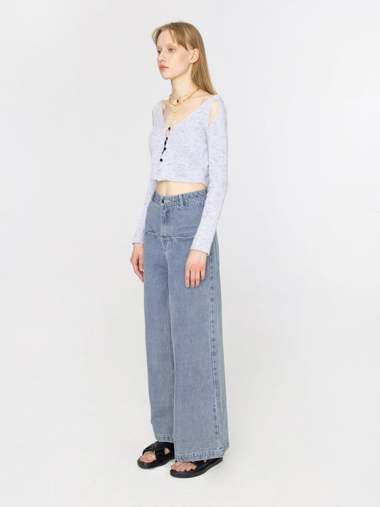 Oversized Wide Leg Blue Jeans