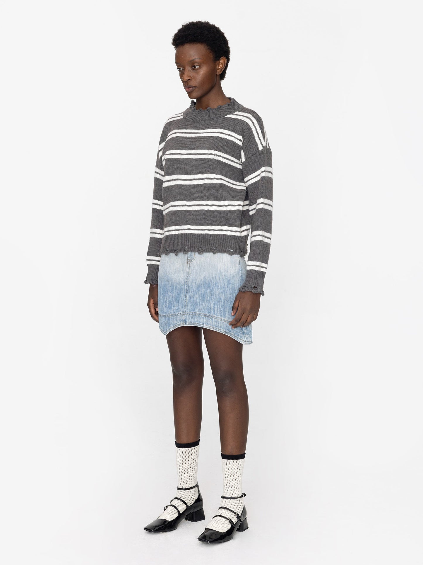 Gradient Light Denim Mini Skirt