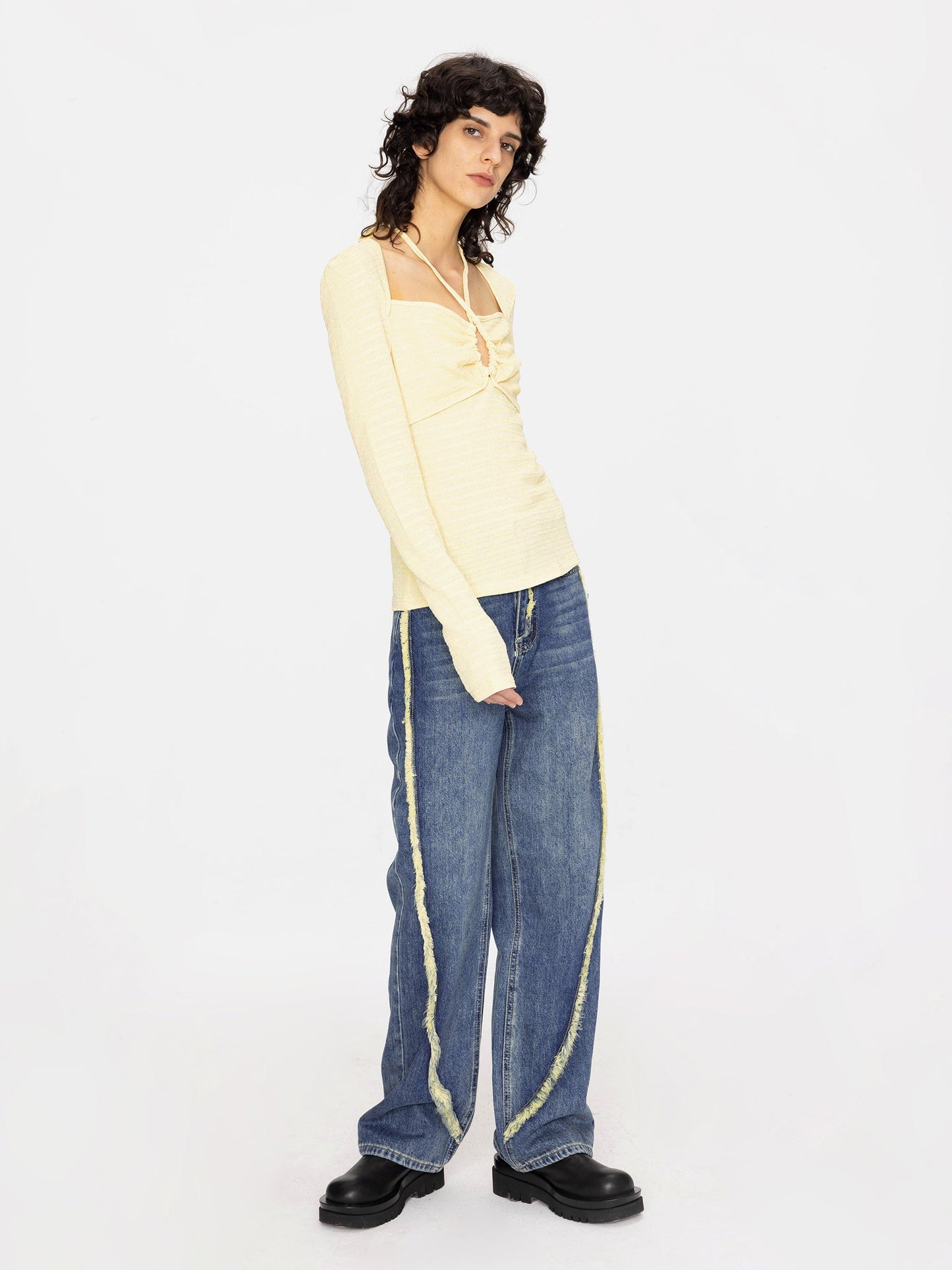 Halter Neck Long Sleeve Top
