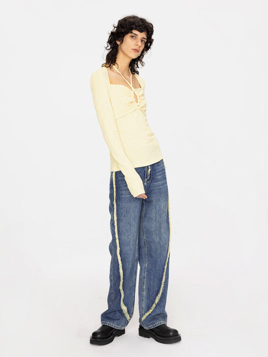 Halter Neck Long Sleeve Top