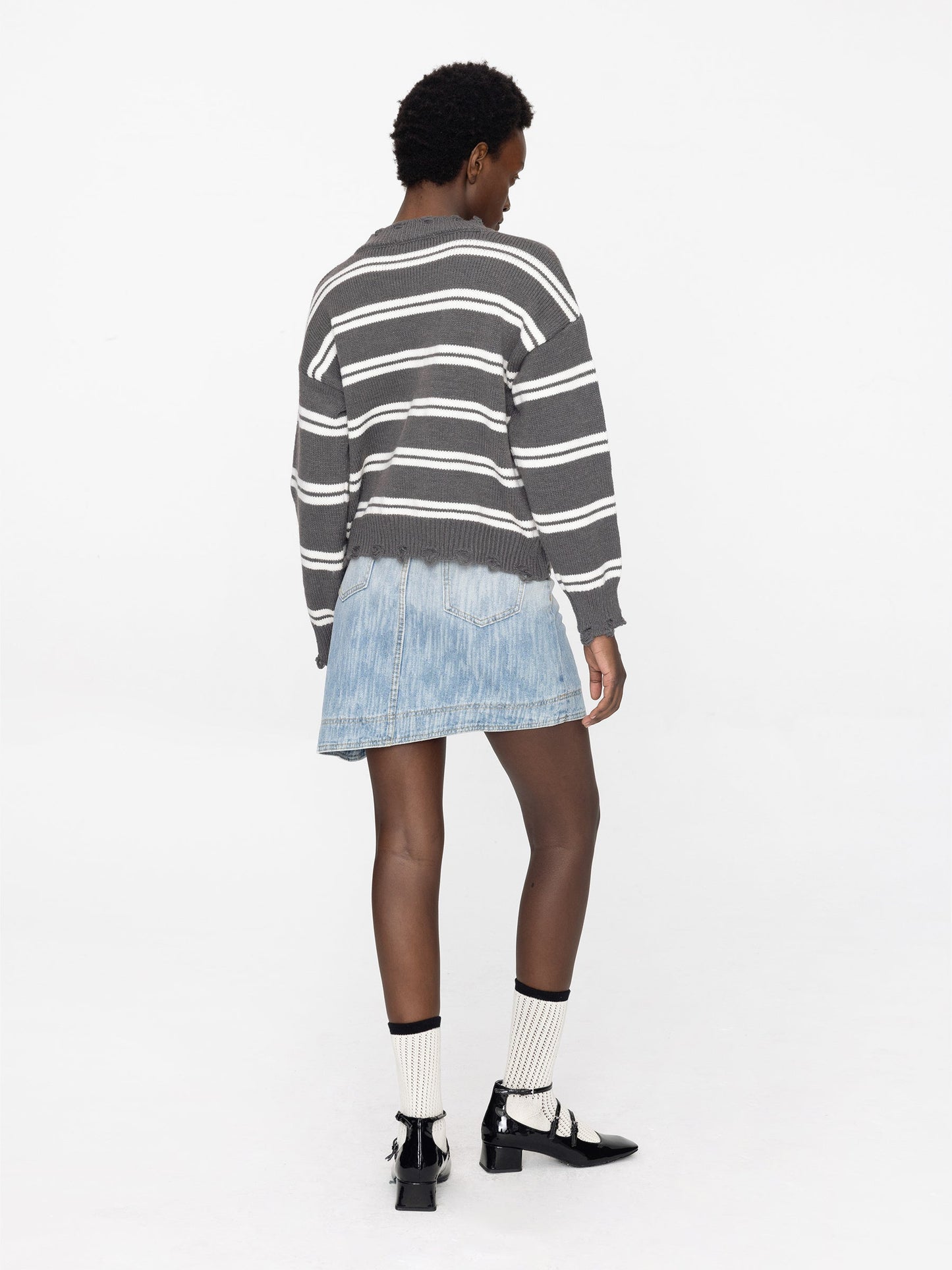 Gradient Light Denim Mini Skirt