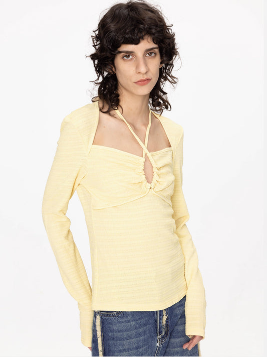 Halter Neck Long Sleeve Top