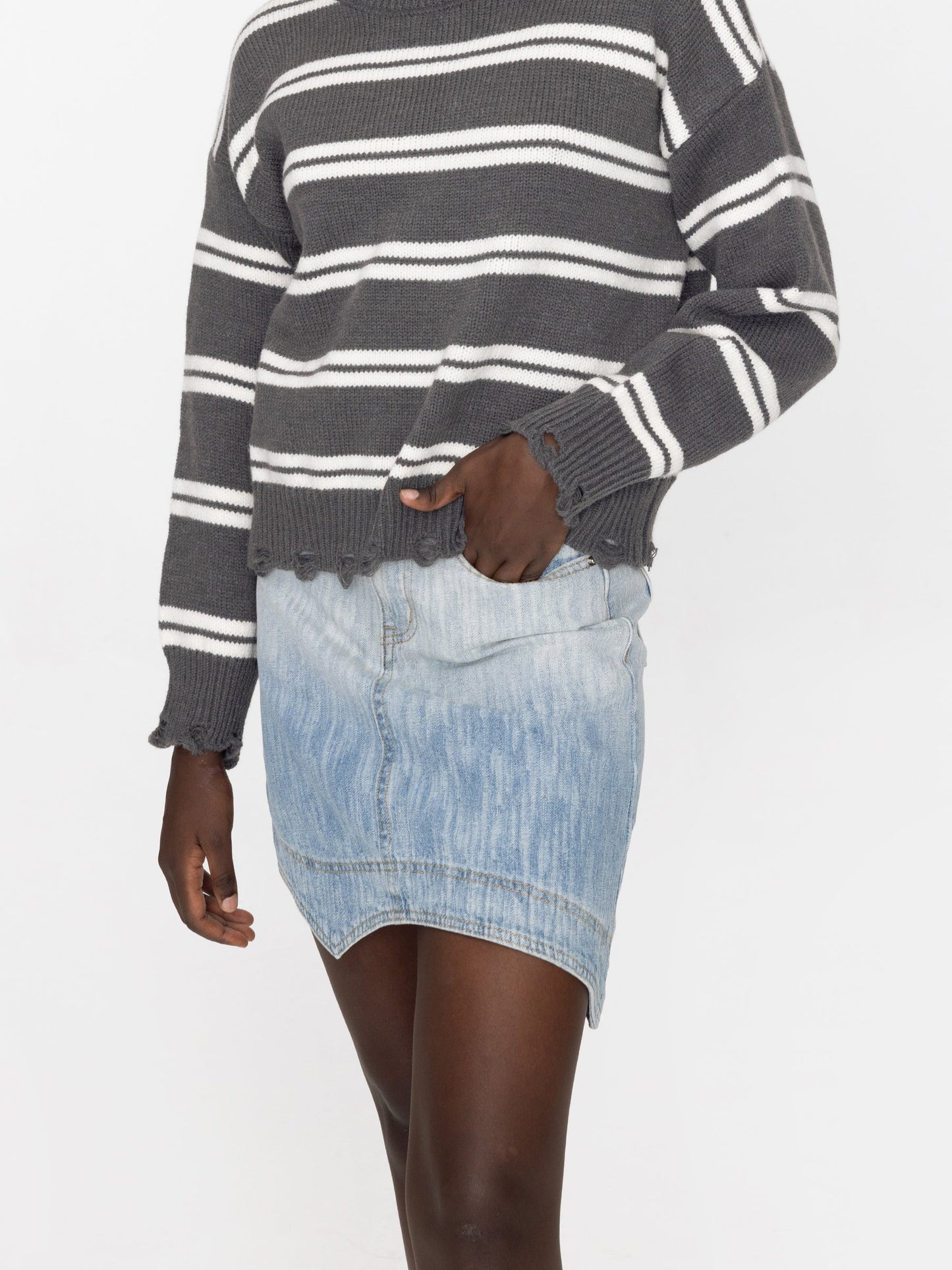 Gradient Light Denim Mini Skirt