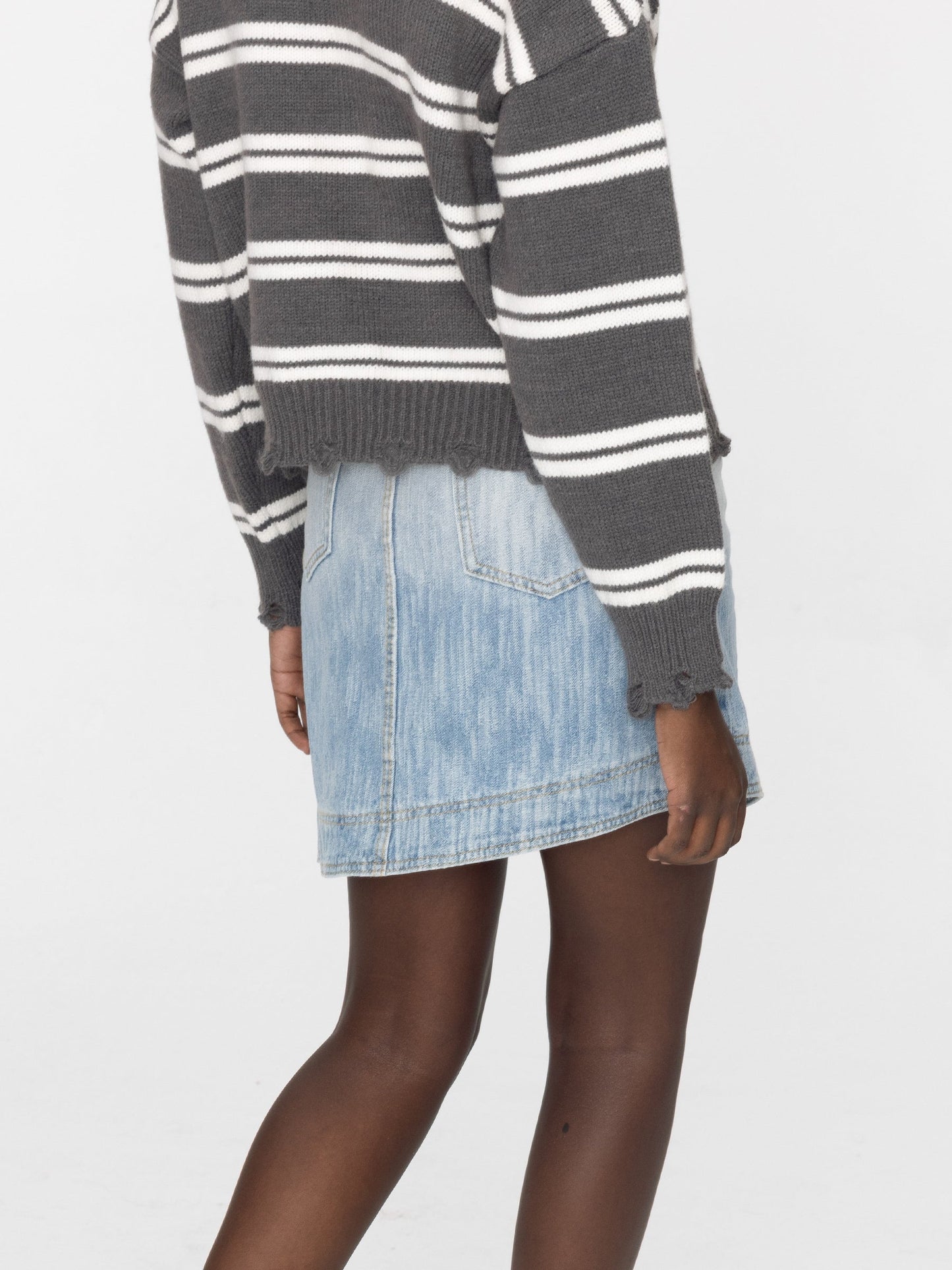 Gradient Light Denim Mini Skirt
