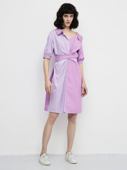 CUBIC Women's Stripes and Solid Colour Shirt Dress