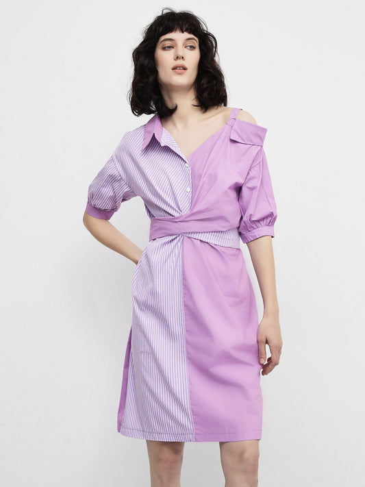 CUBIC Women's Stripes and Solid Colour Shirt Dress