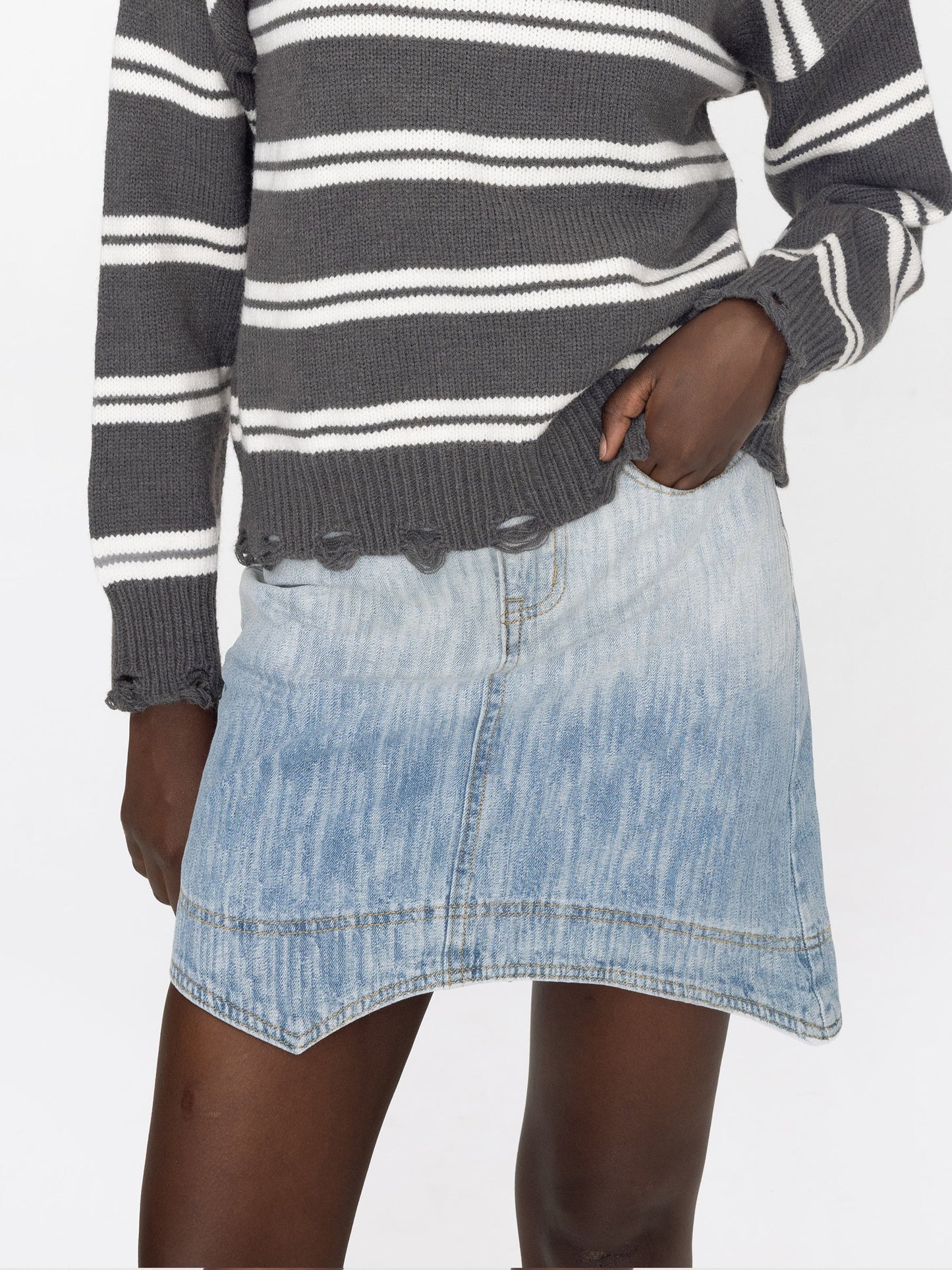Gradient Light Denim Mini Skirt