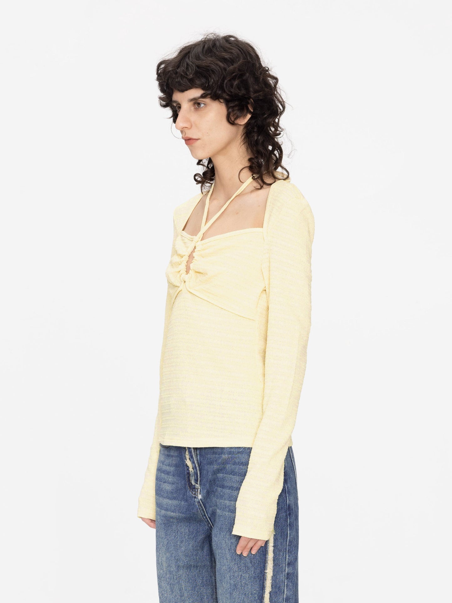 Halter Neck Long Sleeve Top