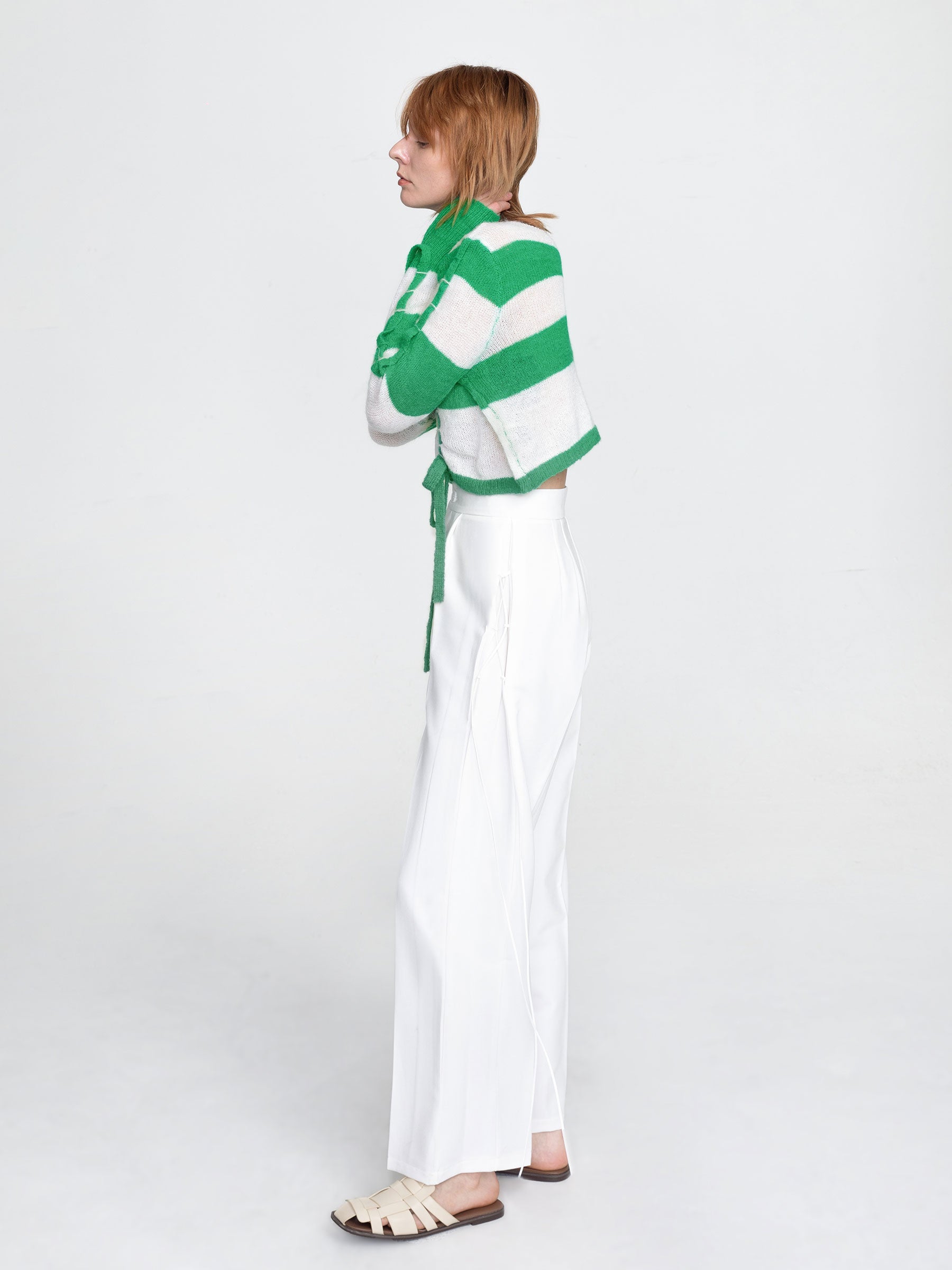 CUBIC Women's Wide Leg Tailored Trousers with Loose Ties