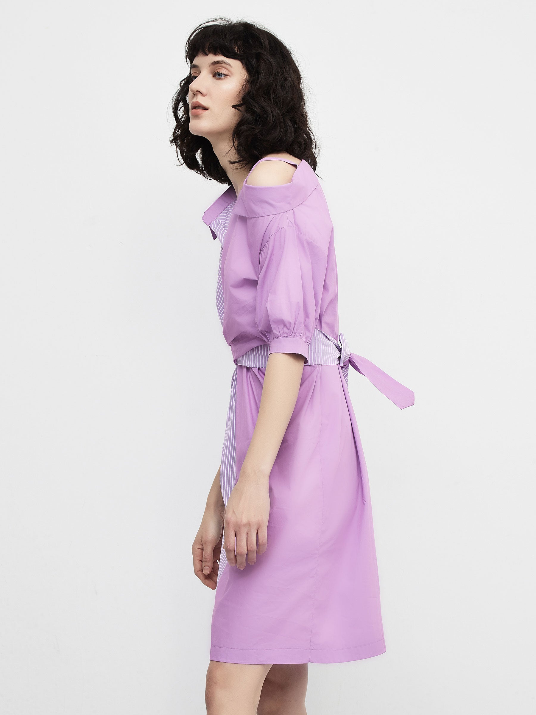 CUBIC Women's Stripes and Solid Colour Shirt Dress