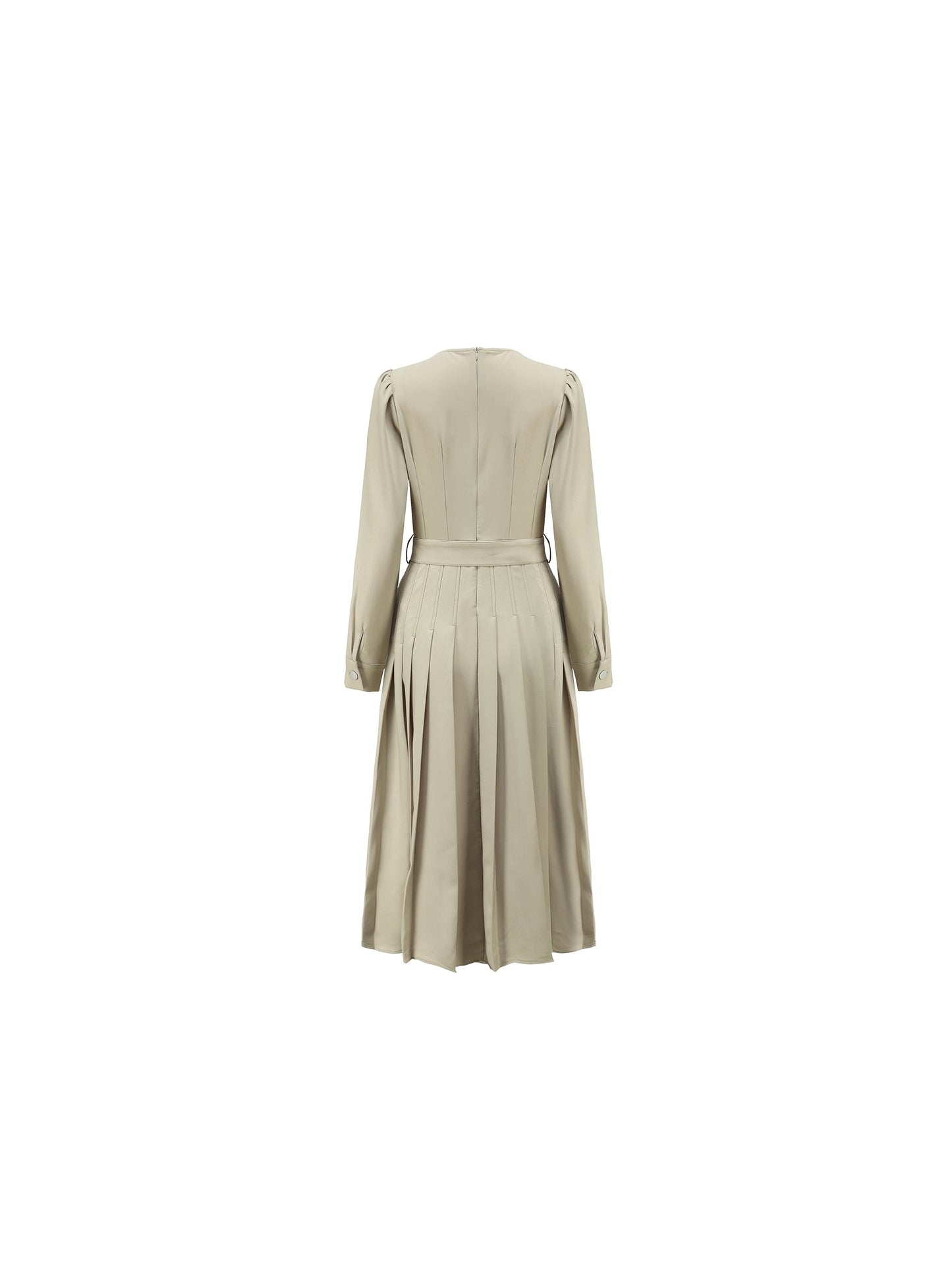 Belted Pleated Midi Dress
