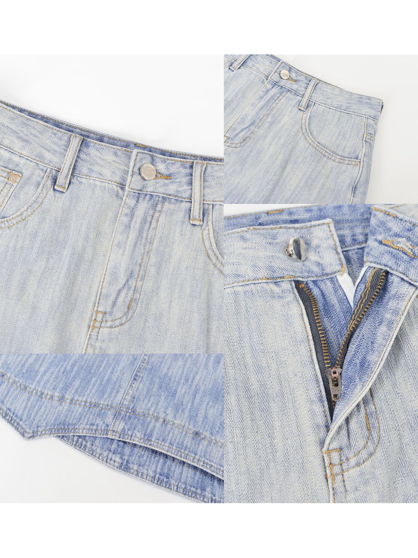 Gradient Light Denim Mini Skirt
