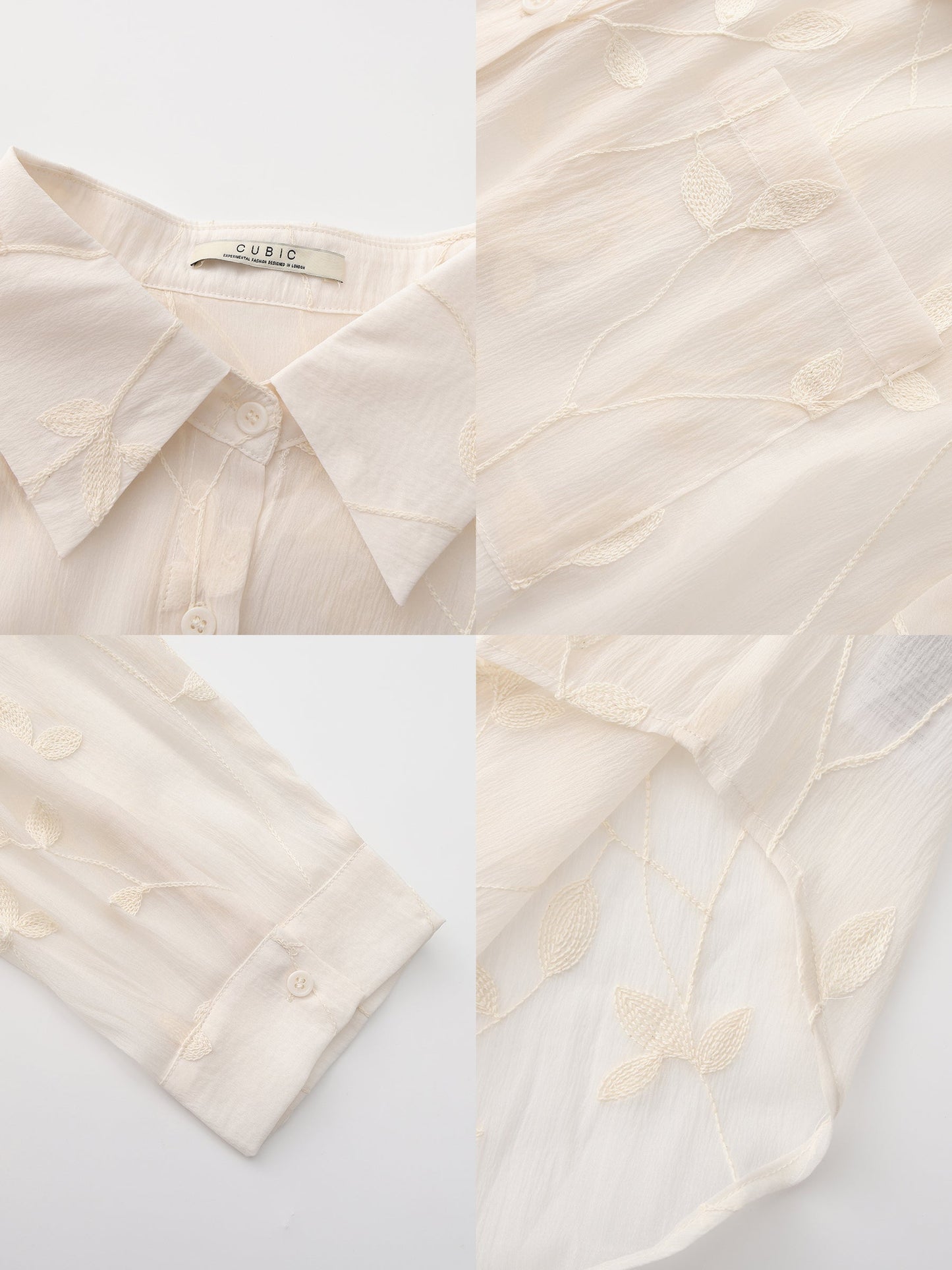 Lightweight Ice Silk Embroidered Sheer Shirt