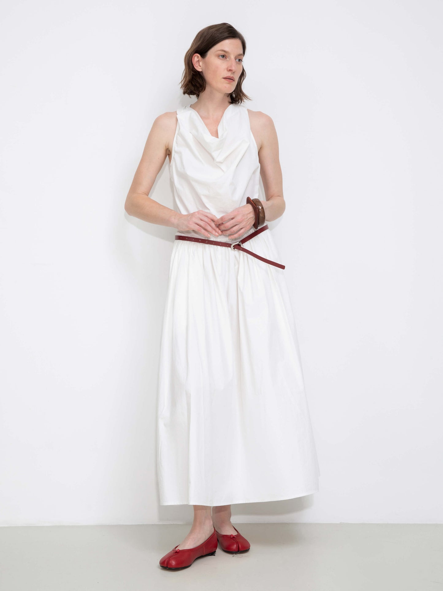 100% Cotton Halter Neck Cowl Dress