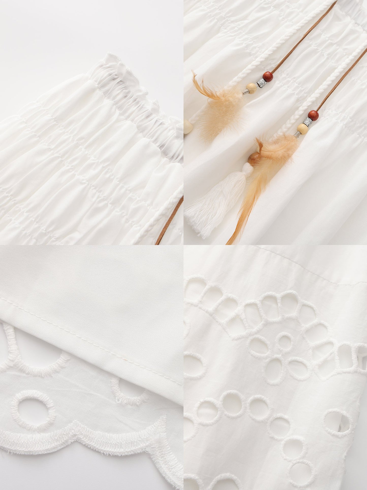 Eyelet Floral Elastic Waist Maxi Skirt