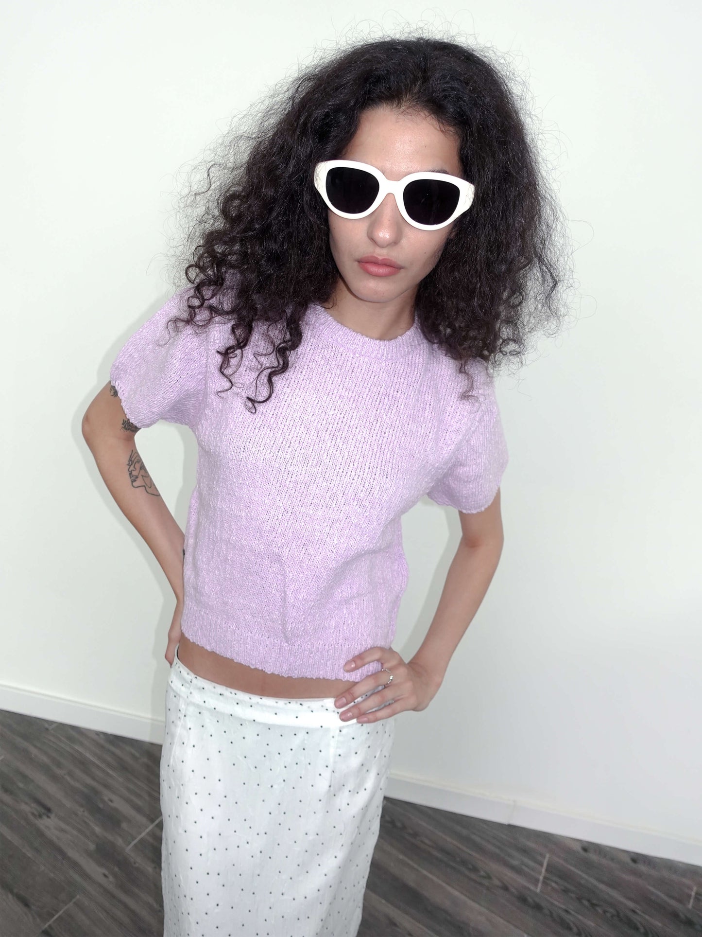 Round Neck Loose Knit T-Shirt